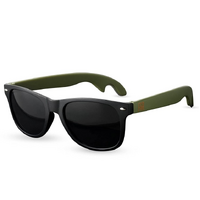 MATTE BLACK WITH OLIVINE LENSE BOTTLE OPENER SUNGLASSES BY FOSTER & RYE