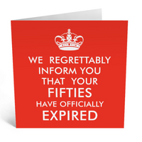 Fifties have expired Birthday card