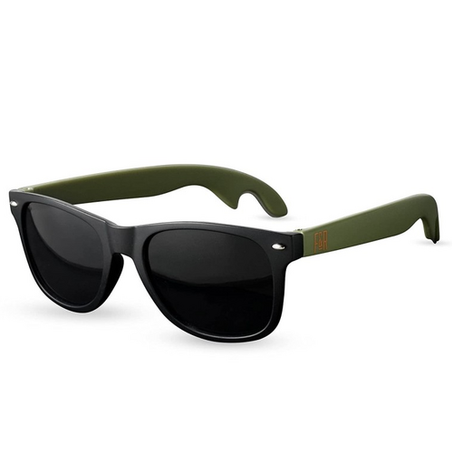 MATTE BLACK WITH OLIVINE LENSE BOTTLE OPENER SUNGLASSES BY FOSTER & RYE